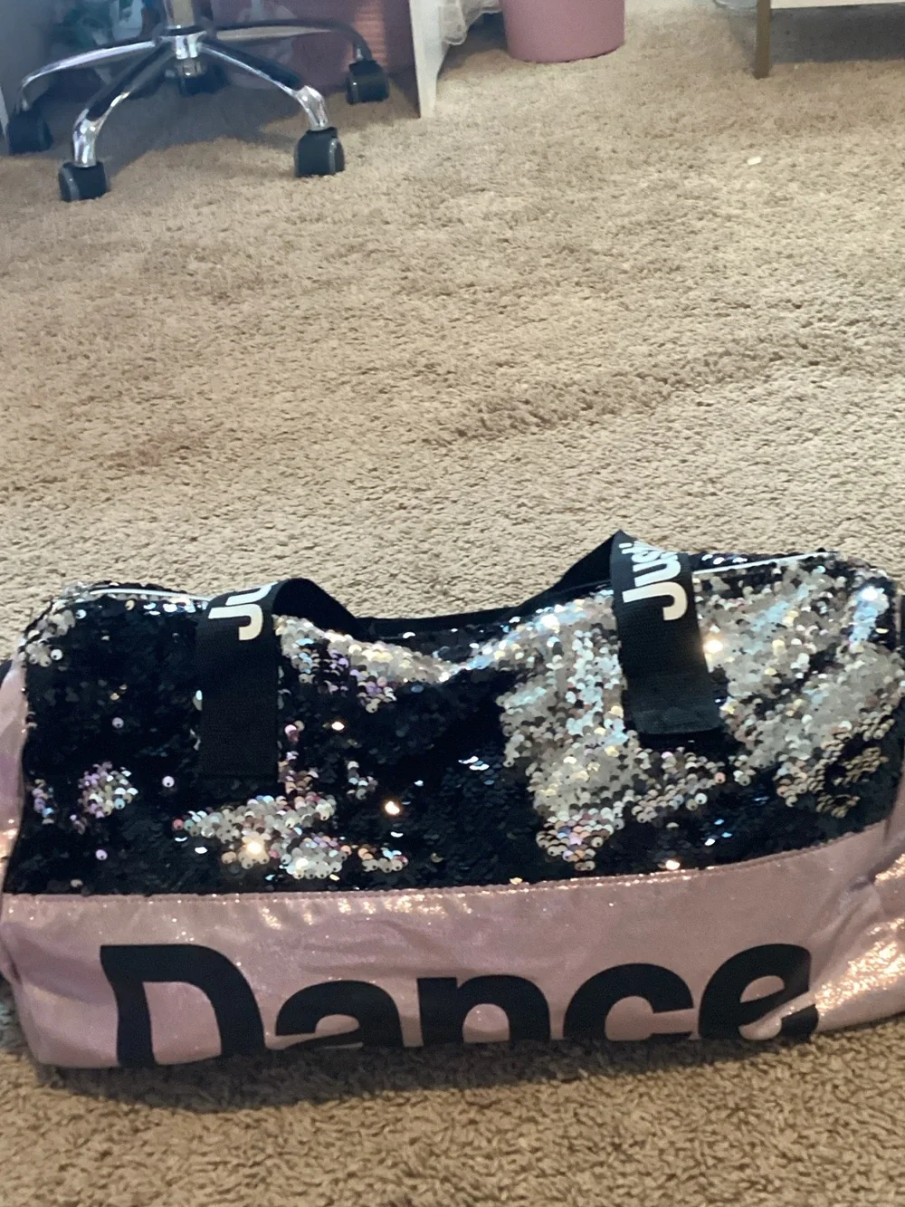 Dance Sequin Convertible Weekender Bag - Pink/Black